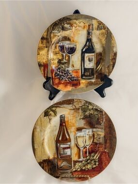 Vintage Sakura Silvia Vassileva Wine Plates Set of 2